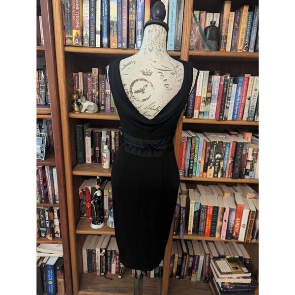 David Meister Black 100% Smooth Wool Open Back Sleeveless Career Dress Size 4 - Picture 2 of 6